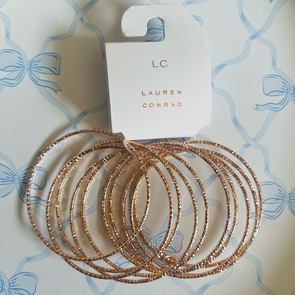 Nwt Lc Lauren Conrad Rose Gold Bangle Bracelet Set